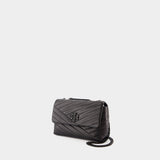 Tory Burch Kira Chevron 小号黑色皮质单肩包