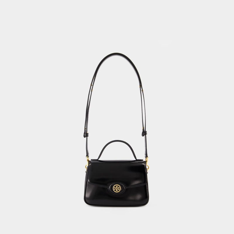 Tory Burch Robinson 黑色皮质小号手提包