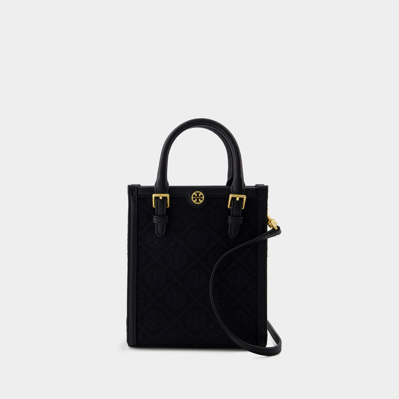 Tory Burch T Monogram 黑色棉质迷你托特包