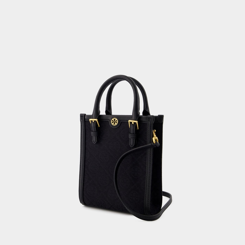 Tory Burch T Monogram 黑色棉质迷你托特包