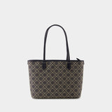 Tory Burch T Monogram 小号海军蓝棉质购物袋