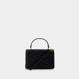 Tory Burch Kira Chevron 黑色皮质迷你手提WOC包