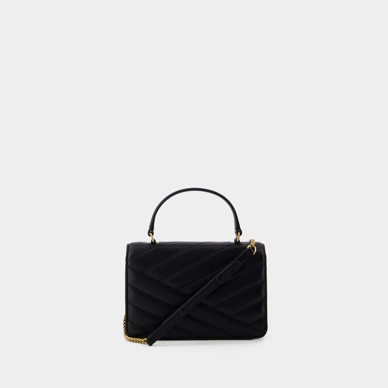 Tory Burch Kira Chevron 黑色皮质迷你手提WOC包