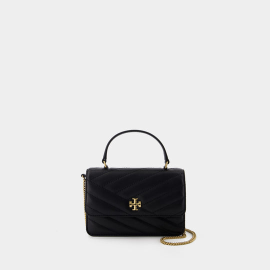 Tory Burch Kira Chevron 黑色皮质迷你手提WOC包