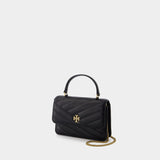 Tory Burch Kira Chevron 黑色皮质迷你手提WOC包