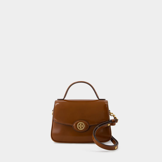 Tory Burch Robinson 棕色皮质小号手提包