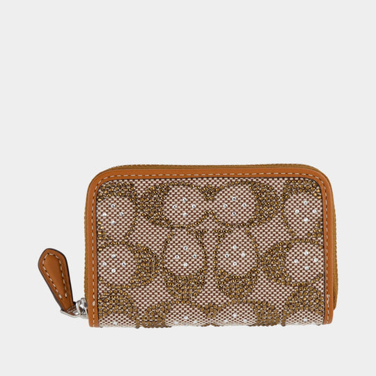 Crystal Signature Small Card Case - Coach - Canvas - Brown