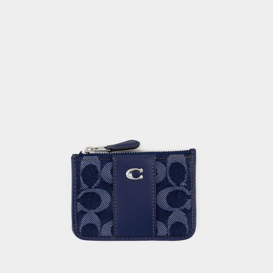 Signature Mini Id Skinny Wallet - Coach - Cotton - Blue