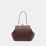 Large Kisslock Clutch - Coach - Leather - Brown