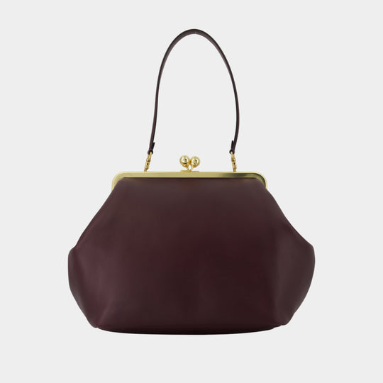 Large Kisslock  Pouch - Coach - Leather - Burgundy