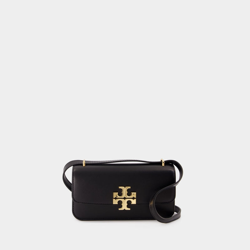 Tory Burch Eleanor 小号黑色皮质折叠单肩包