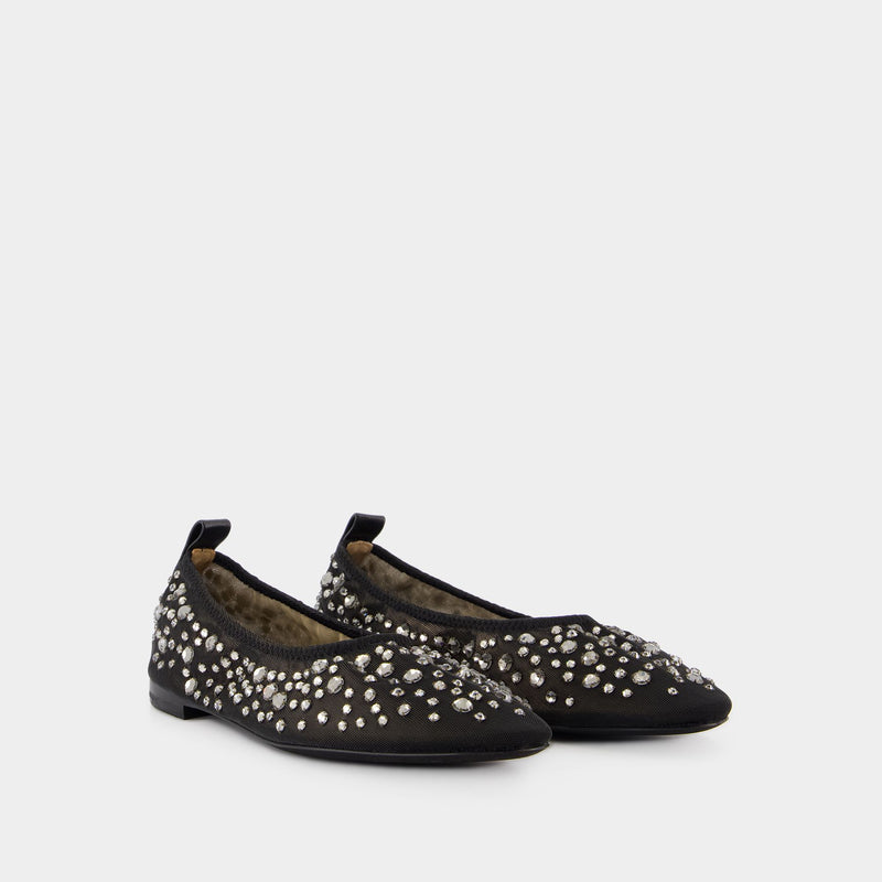 Crystal Ballerinas - Tory Burch - Nylon - Black