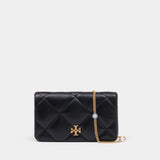 Kira Diamond Quilt Charm Crossbody - Tory Burch - Leather - Black