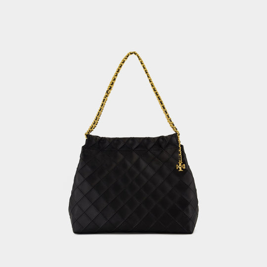 Fleming Hobo Shoulder Bag - Tory Burch - Leather - Black