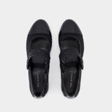 Cap Toe Mary Jane Ballerinas - Tory Burch - Synthetic - Black