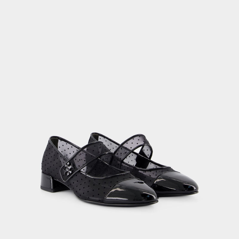 Cap Toe Mary Jane Ballerinas - Tory Burch - Synthetic - Black