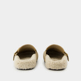 Tory Burch Mellow Shearling 棕色羊毛 勒鞋