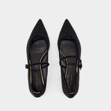 Double T Buckle Mary Jane Ballerinas - Tory Burch - Synthetic - Black