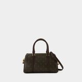 T-Monogram Mini Barrel Bag - Tory Burch - Cotton - Brown