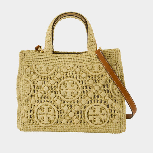 T-Monogram shopping bag - Tory Burch - Raffia - Green
