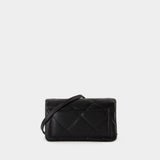 Kira Diamond Powder Wallet On Chain - Tory Burch - Leather - Black