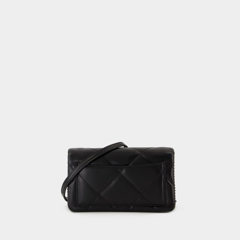 Kira Diamond Powder Wallet On Chain - Tory Burch - Leather - Black
