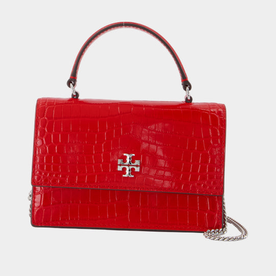 Kira Mini Top Handle Wallet On Chain - Tory Burch - Leather - Red