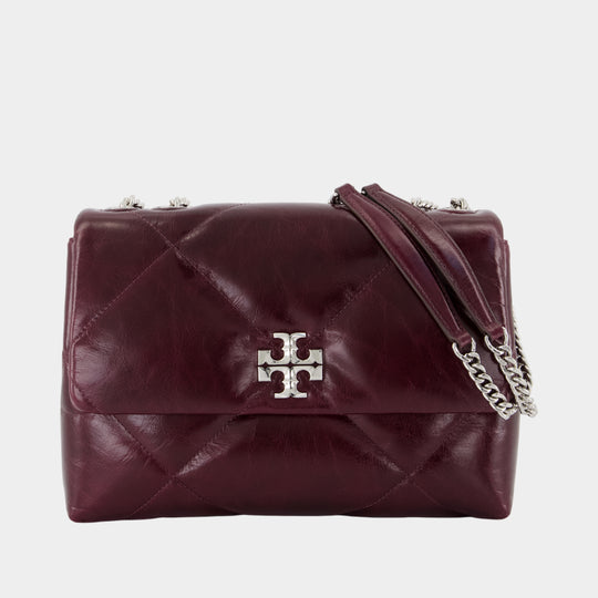 Kira Diamond Convertible Shoulder Bag - Tory Burch - Leather - Burgundy
