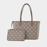 T-Monogram Small Zip Shopper Bag - Tory Burch - Leather - Ivory