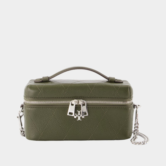 Charlie East West Toiletry Bag - Tory Burch - Leather - Khaki