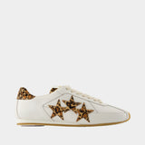 Leopard Pacific Flat Sneakers - Amiri - Leather - White/Beige