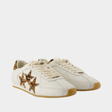 Leopard Pacific Flat Sneakers - Amiri - Leather - White/Beige