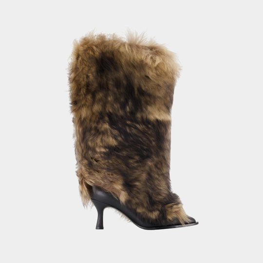 Ambush Fur Heel Boots - UGG - Fur - Brown