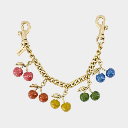 Rainbow Cherries Charm - Coach - Acrylic - Gold