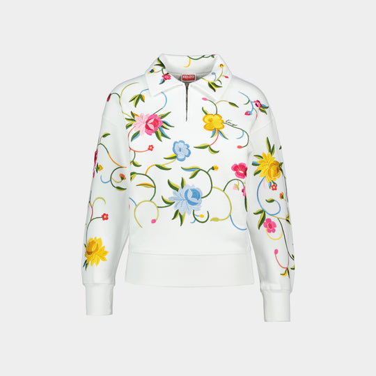 Wildflower Sweatshirt - Kenzo - Cotton - White