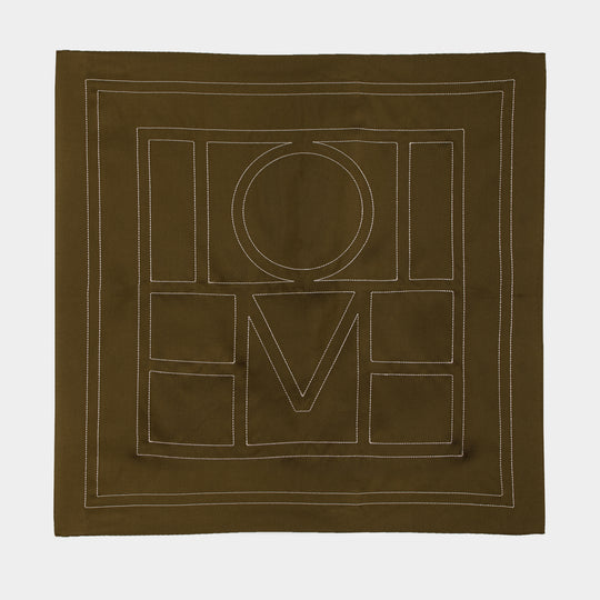 Embroidered Monogram Scarf - TOTEME - Silk - Brown
