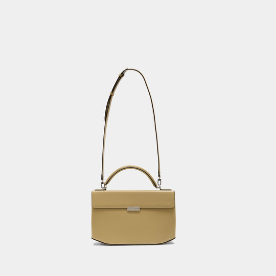 Box Top Handle Purse - TOTEME - Leather - Beige