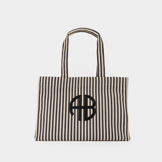 Lara Shopper Bag - ANINE BING - Cotton - Black/White