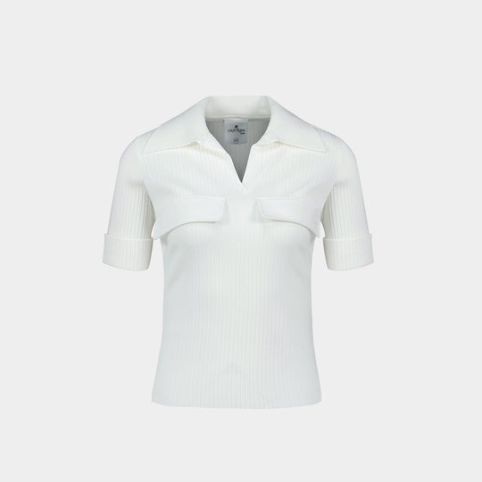 Ribbed Polo - Courreges - Viscose - White
