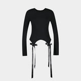 Bow Tail Easy Long Sleeve T-Shirt - Simone Rocha - Synthetic - Black