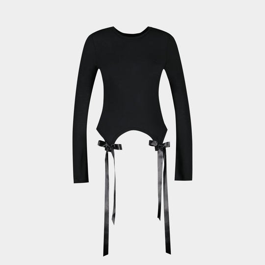 Bow Tail Easy Long Sleeve T-Shirt - Simone Rocha - Synthetic - Black