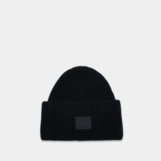 Large Face Logo Beanie - Acne Studios - Wool - Black