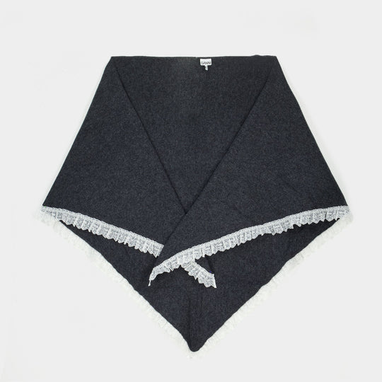 Lace Triangular Xxl Scarf - Ganni - Wool - Grey