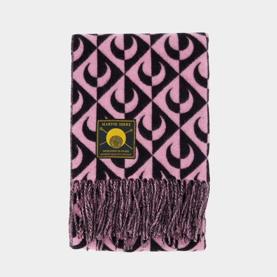 Moon Lozenge Scarf - Marine Serre - Wool - Pink