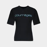 Waisted Printed T-Shirt - Courreges - Cotton - Black