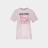 Basic T-Shirt - Ganni - Cotton - Pink