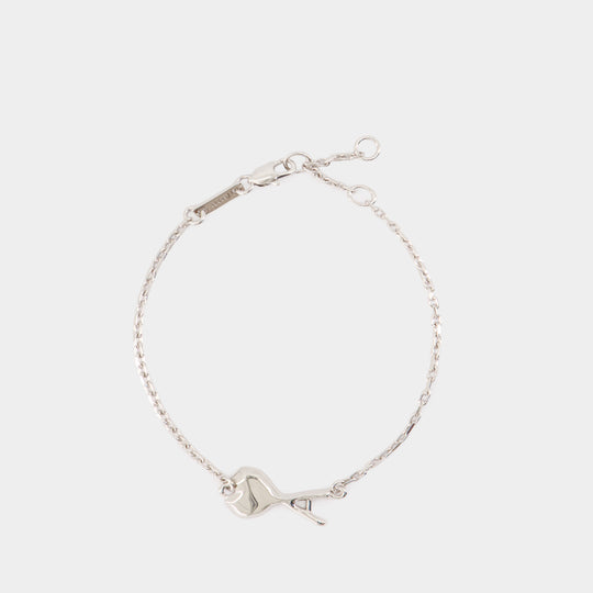 Hammered Ami De Coeur Thin Bracelet - AMI Paris - Metal - Silver