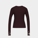Contrasted Cardigan - Courreges - Wool - Burgundy