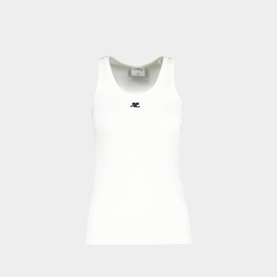 90's Rib T-Shirt - Courreges - Cotton - White
