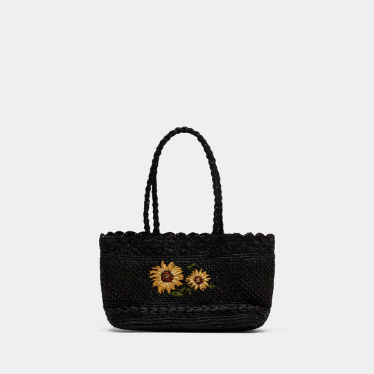 Square Bag - Rouje - Raffia - Black